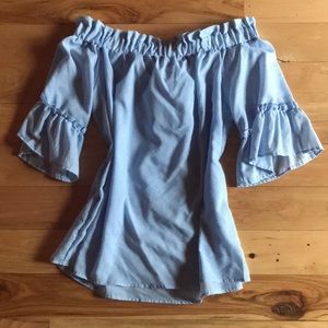 On & off shoulder blue/white top